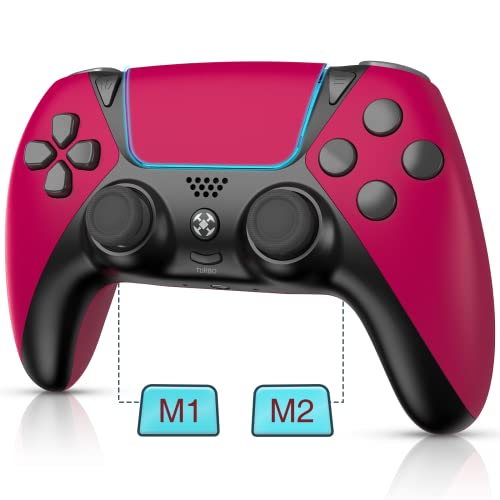 AUGEX Wireless Controller for PS4 Controller, Ymir Game Remote for Playstation 4 Controller with Turbo, Remappable Button Wireless Gamepad, Scuf Controller for PS4/Pro/Silm/PC/IOS/Steam-Comsic Red