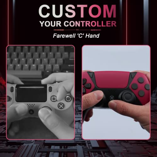 AUGEX Wireless Controller for PS4 Controller, Ymir Game Remote for Playstation 4 Controller with Turbo, Remappable Button Wireless Gamepad, Scuf Controller for PS4/Pro/Silm/PC/IOS/Steam-Comsic Red