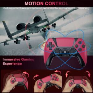AUGEX Wireless Controller for PS4 Controller, Ymir Game Remote for Playstation 4 Controller with Turbo, Remappable Button Wireless Gamepad, Scuf Controller for PS4/Pro/Silm/PC/IOS/Steam-Comsic Red