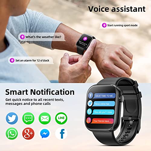 Smart Watch (Answer/Make Calls), 2023 Newest 1.85 Inch Fitness Tracker, Heart Rate/Sleep Monitor/Pedometer/Calories, Multiple Sports Modes, Waterproof Women's Men's Fitness Watch for Android iPhone