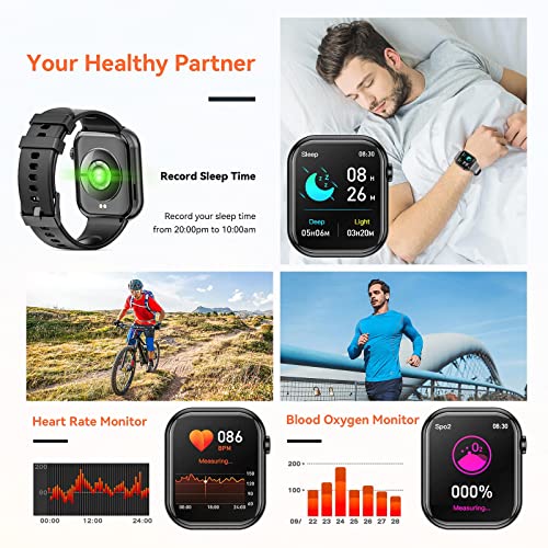 Smart Watch (Answer/Make Calls), 2023 Newest 1.85 Inch Fitness Tracker, Heart Rate/Sleep Monitor/Pedometer/Calories, Multiple Sports Modes, Waterproof Women's Men's Fitness Watch for Android iPhone