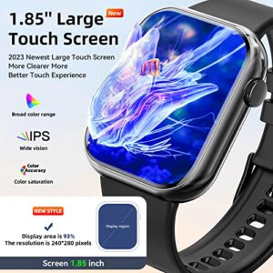 Smart Watch (Answer/Make Calls), 2023 Newest 1.85 Inch Fitness Tracker, Heart Rate/Sleep Monitor/Pedometer/Calories, Multiple Sports Modes, Waterproof Women's Men's Fitness Watch for Android iPhone