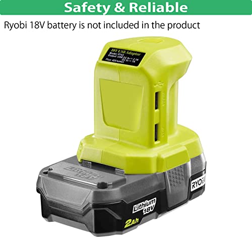 18V Battery Adapter Converter Dual USB Ports for Ryobi P743 18V 14.4V, Battery Converters Compatible with Ryobi 18V Battery Series DMMNS