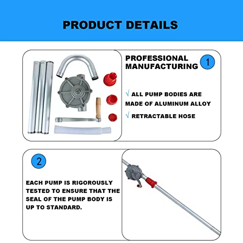 Hand Diesel Transfer Pump,55 gallon drum pump, Aluminum alloy corrosion resistant,hand pump- Fits 5 to 55 Gallon Drums