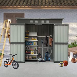 domi outdoor storage shed 6x4 ft,metal outside sheds&outdoor storage galvanized steel,tool shed with lockable double door for patio,backyard,garden,lawn dark grey