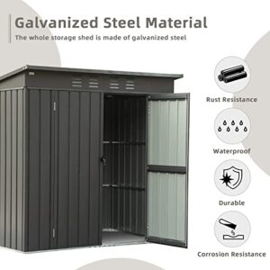 Domi Outdoor Storage Shed 6x4 FT,Metal Outside Sheds&Outdoor Storage Galvanized Steel,Tool Shed with Lockable Double Door for Patio,Backyard,Garden,Lawn Dark Grey