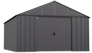 arrow sheds classic 12' x 17' outdoor padlockable steel storage shed building, charcoal