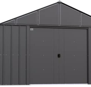 Arrow Sheds Classic 12' x 17' Outdoor Padlockable Steel Storage Shed Building, Charcoal