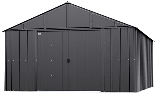 Arrow Sheds Classic 12' x 17' Outdoor Padlockable Steel Storage Shed Building, Charcoal