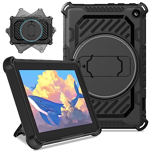 ROISKIN Dual Layer Heavy Duty Anti-Slip Shockproof Tablet Protective Case with 360 Rotating Kickstand [ Kids Friendly ] for Fire 7 Tablet Case 2022 12thGeneration, Not for Samsung TCL Android 7 inch