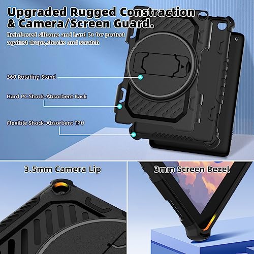 ROISKIN Dual Layer Heavy Duty Anti-Slip Shockproof Tablet Protective Case with 360 Rotating Kickstand [ Kids Friendly ] for Fire 7 Tablet Case 2022 12thGeneration, Not for Samsung TCL Android 7 inch