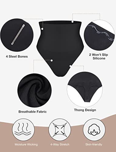 Lover-Beauty Shapewear for Women High Waist Double Tummy Control Panty Tummy Control Shapewear Invisible Waist Trainer Body Shaper Black XL/XXL