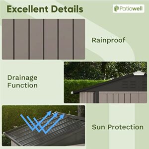 Patiowell 6x4 FT Outdoor Storage Shed, Garden Tool Storage Shed with Sloping Roof and Double Lockable Door, Outdoor Shed for Garden Backyard Patio Lawn, Brown