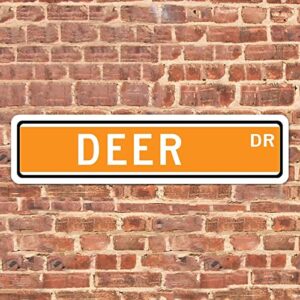 metal name sign deer street sign street warning sign - heavy duty rust-proof metal frame, shipped from usa 4" x 16"