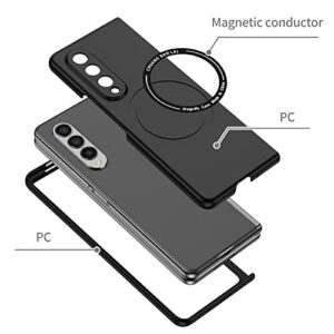 MME Magnetic Case for Galaxy Z Fold 3 5G Case Compatible with Mag-Safe Charger Soft Liquid Silicone Gel Rubber Ultra Slim Shockproof Cove for Z Fold 3, Black