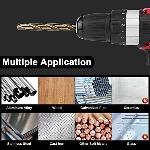 UBESTHS 3/32" Cobalt Drill Bits 12Pcs, M35 HSS Metal Drill Bit Set with Storage Case for Hard Metal, Stainless Steel, Cast Iron