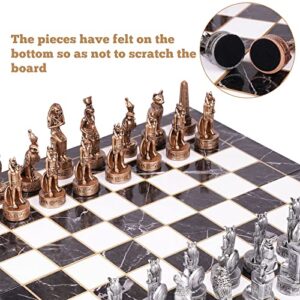 15" Figures Egyptian Style Chess Sets for Adults and Cardboard Chess Board Family Large Folding Chess Board Game 3D Resin Chess Pieces and Storage Slots