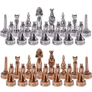 15" Figures Egyptian Style Chess Sets for Adults and Cardboard Chess Board Family Large Folding Chess Board Game 3D Resin Chess Pieces and Storage Slots