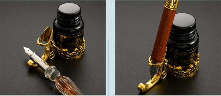 Fountain Pen Set - Calligraphy Pen Set Includes Wooden & Glass Pen - Ink & Pen Nibs