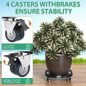 VANCASTLE Plant Caddy with Wheels, 15-22 Inch Adjustable Rolling Plant Stand Indoor Outdoor, Large Plant Cart Dolly with Casters for Flower Pot Garden Pot Mover, Black, 1 Pack