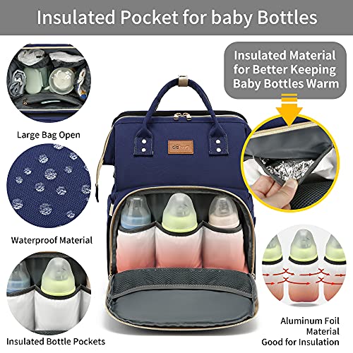 Baby Diaper Bag Backpack with Changing Station - Waterproof, Large 30L Capacity for Boy, Girl, Mom, Dad - Travel Baby Bag with Stroller Straps, Insulated Pockets - 16.5x9.4x14" - Baby Shower Gifts