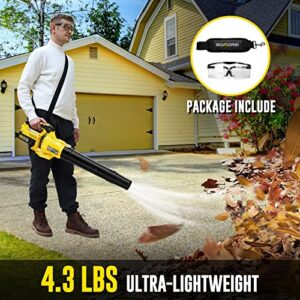 SOMOREI Cordless Leaf Blower - 500 CFM Brushless Electric Blower with 2 Packs 4.0Ah Battery & Charger - Battery Powered - 20V Handheld Lightweight Blower for Lawn | Yard | Garden