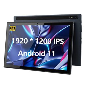 awow 10.1 inch android 11 tablet, 64gb rom tablets with 6000mah, fhd 1920 * 1200 ips touchscreen, 13mp camera, bluetooth 5.0, gps, type-c charge