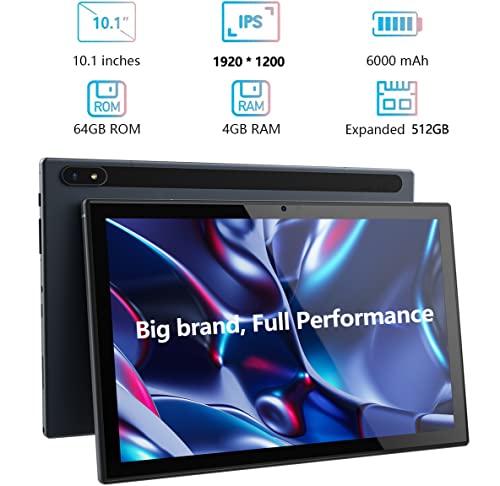 AWOW 10.1 Inch Android 11 Tablet, 64GB ROM Tablets with 6000mAh, FHD 1920 * 1200 IPS Touchscreen, 13MP Camera, Bluetooth 5.0, GPS, Type-C Charge