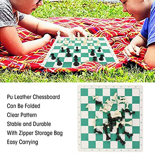 Travel Portable Folding Chess Game Sets Chess Checkers Set with Zipper Storage Bag Folding Roll Up Travel Checkers Games Beginner Chess Set for Kids and Adults