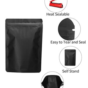 100 Pieces Resealable Mylar Bags 3.3x5.1 inch, Smell Proof Pouch Stand Up Zipper Lock Aluminum Foil Bag, Packaging for Small Businesses, Packaging Bags for Storage Supplies (3.3x5.1 inch, Black, 100)