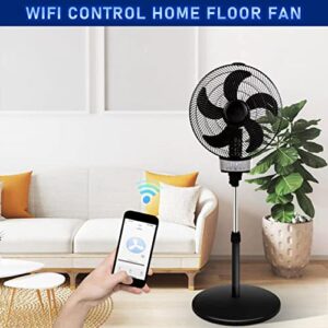 TMWINGS 3000CFM Floor Fan 18 Inch for Bedroom With Smart WiFi/Remote Control,Pedestal Fan 3 Speed 90° Oscillating with Safe Plug,LED Display 8H Timer Perfect for Home and Bedroom