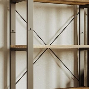 IRONCK Bookshelf 6-Tier Ladder Shelf 110lbs/shelf Vintage Industrial Style Bookcase for Home Decor, Office Decor
