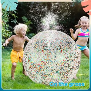 Leitee Giant Sequins Beach Ball 5 FT Huge Confetti Glitters Inflatable Clear Beach Ball Oversized Blow up Plastic Inflatable Balls for Summer Swimming Pool Party Favors and Massive Water Games (5 Ft)