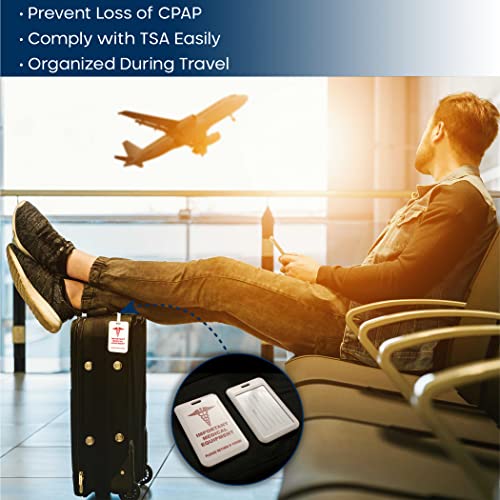 CPAP Dust Cover + Medical Tag for Luggage Bundle- Protective Clean Cover to fit on Continuous Positive Airway Pressure Machine - Travel Safety Accessory (Black)