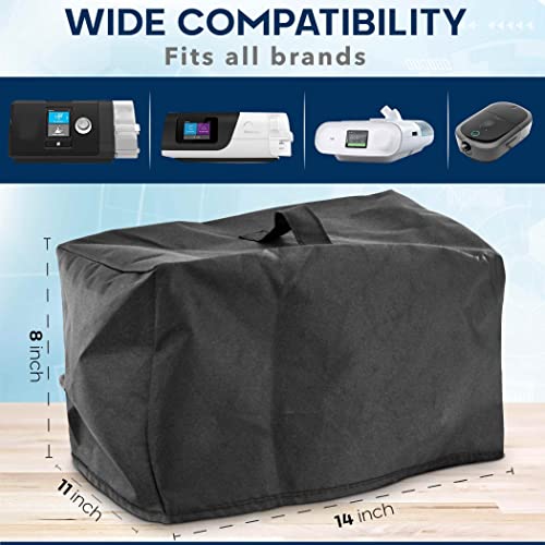 CPAP Dust Cover + Medical Tag for Luggage Bundle- Protective Clean Cover to fit on Continuous Positive Airway Pressure Machine - Travel Safety Accessory (Black)