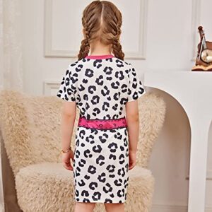 L.O.L. Surprise! Girls Short Sleeve Black White Leopard Long Sweatshirt Dress Girls T-shirt Dress 6-7 Years