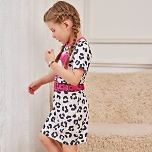 L.O.L. Surprise! Girls Short Sleeve Black White Leopard Long Sweatshirt Dress Girls T-shirt Dress 6-7 Years