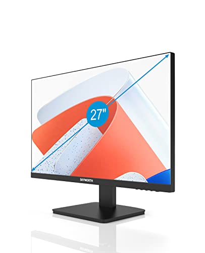 Skyworth 24 inch Monitor Full HD 1920 x 1080p 75Hz IPS Display, 16.7M 8bit 99% sRGB Computer Monitor, HDMI VGA Audioout Displayport, Ultra Slim Monitor for PC Desktop, Metal Black, 24B1H