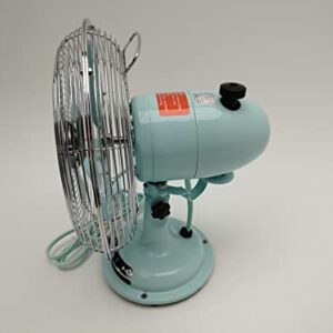 8" All Metal Durable Tabletop Fan Retro Antique Style 3 Speed Oscillating Desk, Mint