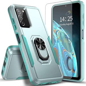 circlemalls samsung a03s case, galaxy a03s case, [not fit a03 core] with [tempered glass screen protector include] military grade 12 ft drop test shockproof w/ring holder kickstand phone cover-teal