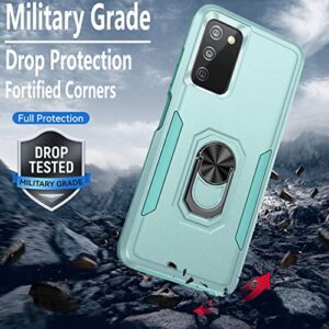 Circlemalls Samsung A03S Case, Galaxy A03S Case, [NOT FIT A03 CORE] with [Tempered Glass Screen Protector Include] Military Grade 12 ft Drop Test Shockproof W/Ring Holder Kickstand Phone Cover-Teal