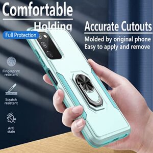 Circlemalls Samsung A03S Case, Galaxy A03S Case, [NOT FIT A03 CORE] with [Tempered Glass Screen Protector Include] Military Grade 12 ft Drop Test Shockproof W/Ring Holder Kickstand Phone Cover-Teal