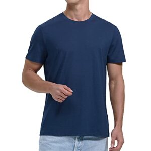 Woolinkin Merino Wool Coolmax Blend T Shirt - Men’s Durable Short Sleeve Wool Base Layer - 150 Lightweight (as1, Alpha, xx_l, Regular, Regular, Deep Navy)