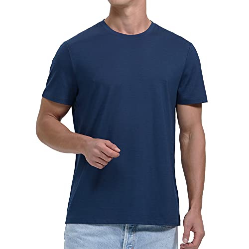 Woolinkin Merino Wool Coolmax Blend T Shirt - Men’s Durable Short Sleeve Wool Base Layer - 150 Lightweight (as1, Alpha, xx_l, Regular, Regular, Deep Navy)