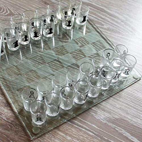 Nirelief Chess Set for Adults, Chess Board, Chess Sets Glass Chess Set Chess and Wine Cup Game Shot Drinking Glass Chess Set for Adult