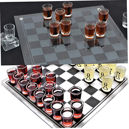 Nirelief Chess Set for Adults, Chess Board, Chess Sets Glass Chess Set Chess and Wine Cup Game Shot Drinking Glass Chess Set for Adult