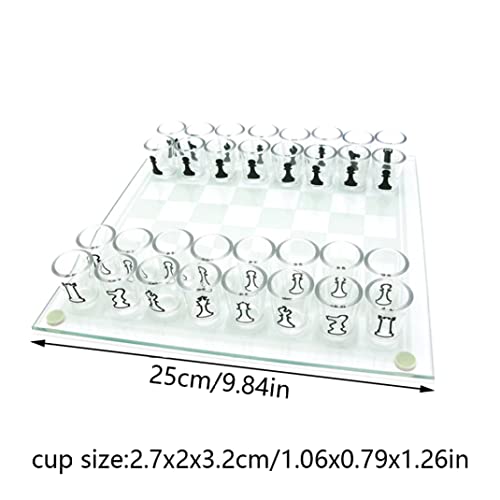 Nirelief Chess Set for Adults, Chess Board, Chess Sets Glass Chess Set Chess and Wine Cup Game Shot Drinking Glass Chess Set for Adult