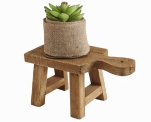 farmhouse wood stool pedestal stand - versatile decorative riser for home and kitchen, perfect for displaying decorations or as a candle stand. rough wood surface with charm in natural brown