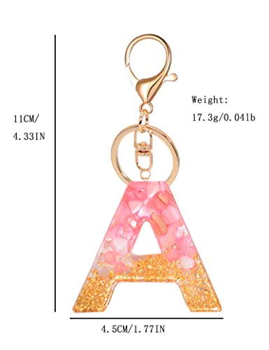 MBOAH Pink Initial Letter Keychain for Women、Kids、Teens、Girls、Sisters、Couples，Cute Key Chain Accessories for Car Keys、Wallet、Backpack，Personalized Funny Gift for Girlfriend、Boyfriend、Family(Letter：H)