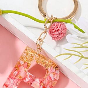 MBOAH Pink Initial Letter Keychain for Women、Kids、Teens、Girls、Sisters、Couples，Cute Key Chain Accessories for Car Keys、Wallet、Backpack，Personalized Funny Gift for Girlfriend、Boyfriend、Family(Letter：H)